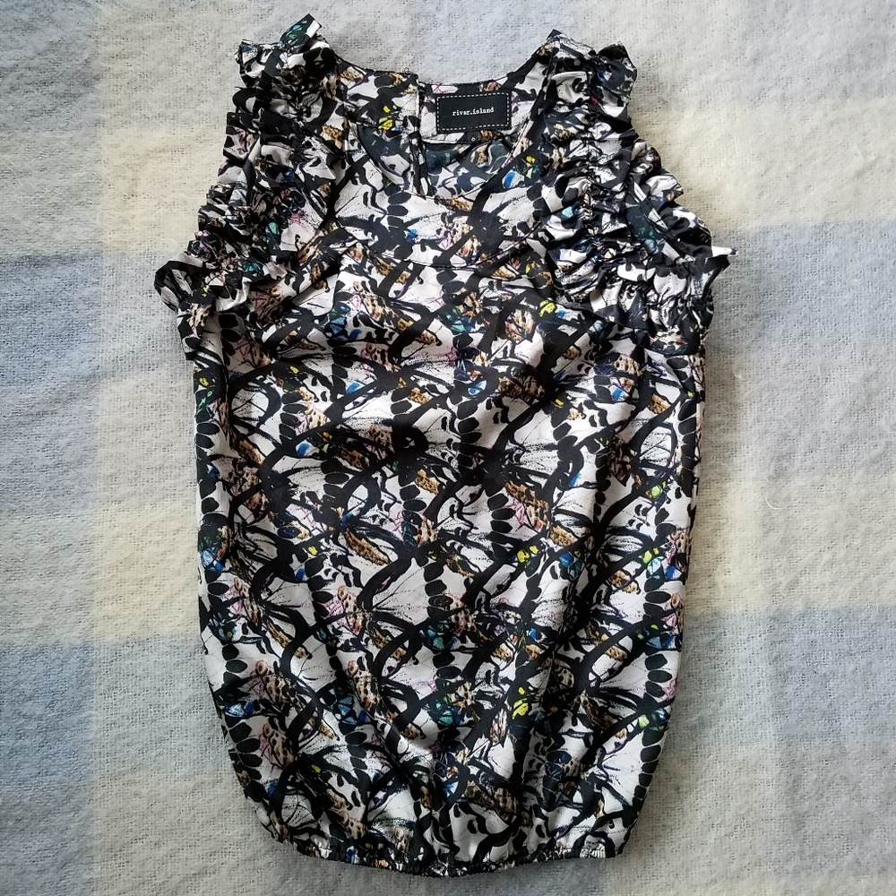 River Island Sleeveless Ruffle Blouse